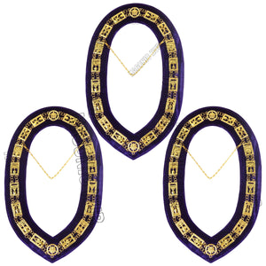 Masonic Regalia Cryptic Mason Royal & Select Master Chain Collar Purple Backing Masonic Hub