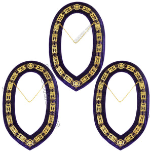 Masonic Regalia Cryptic Mason Royal & Select Master Chain Collar Purple Backing Masonic Hub