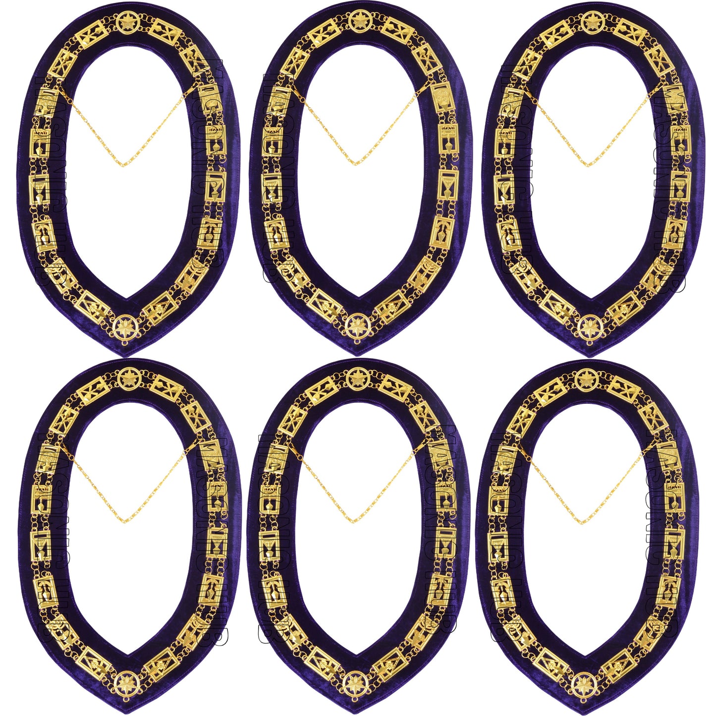 Masonic Regalia Cryptic Mason Royal & Select Master Chain Collar Purple Backing