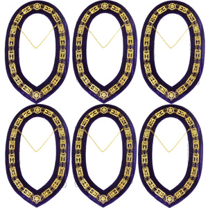 Masonic Regalia Cryptic Mason Royal & Select Master Chain Collar Purple Backing Masonic Hub