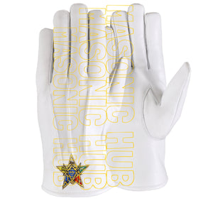OES White Leather Gloves – Order of the Eastern Star Embroidered in Silk & Metallic Threads Masonic Hub