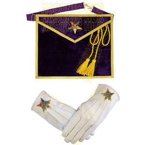 Handcrafted Purple Velvet OES Worthy Patron Masonic Apron with Lambskin Gloves Masonic Hub