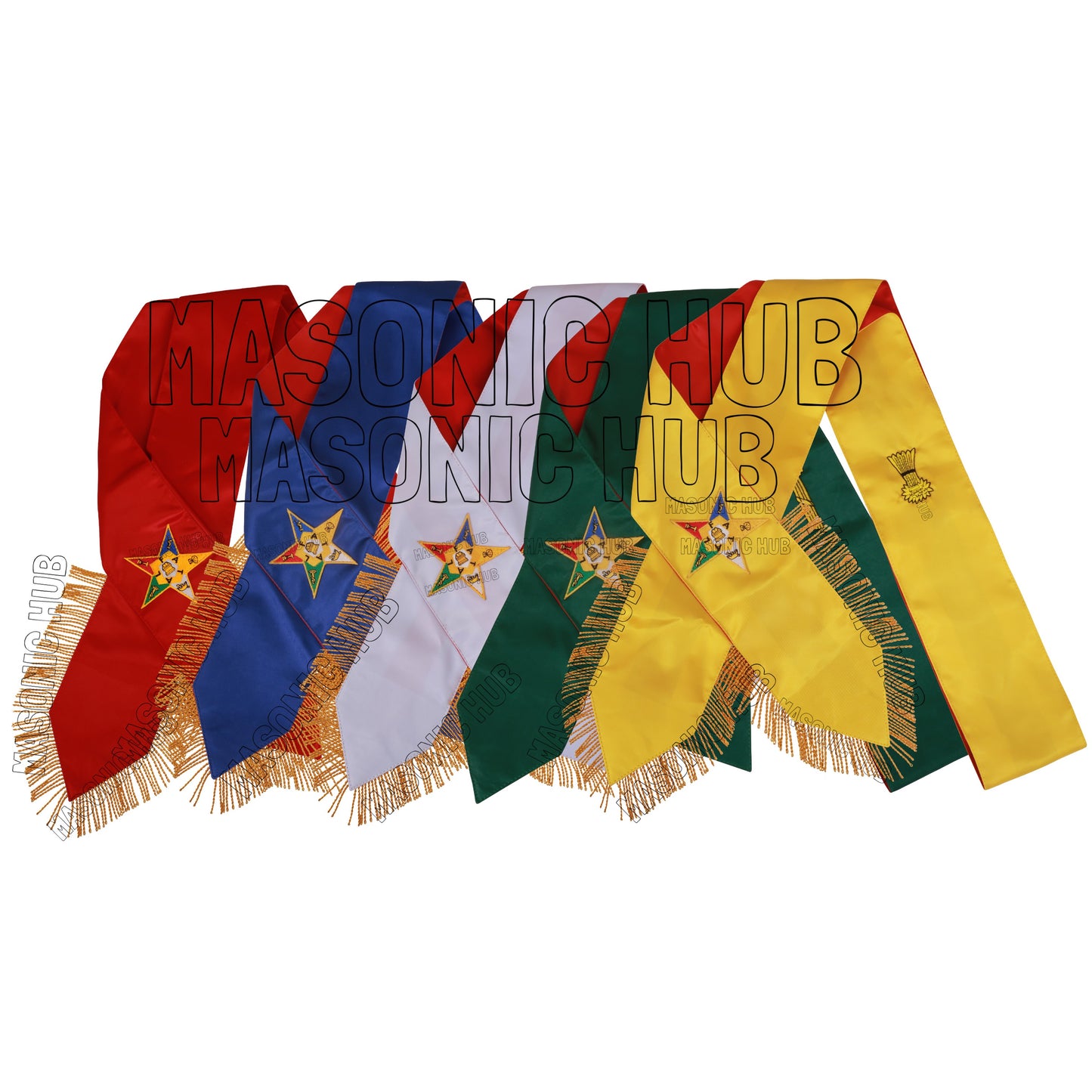 Handcrafted Masonic Order of Eastern Star (OES) Complete Sash Set – Set of 5