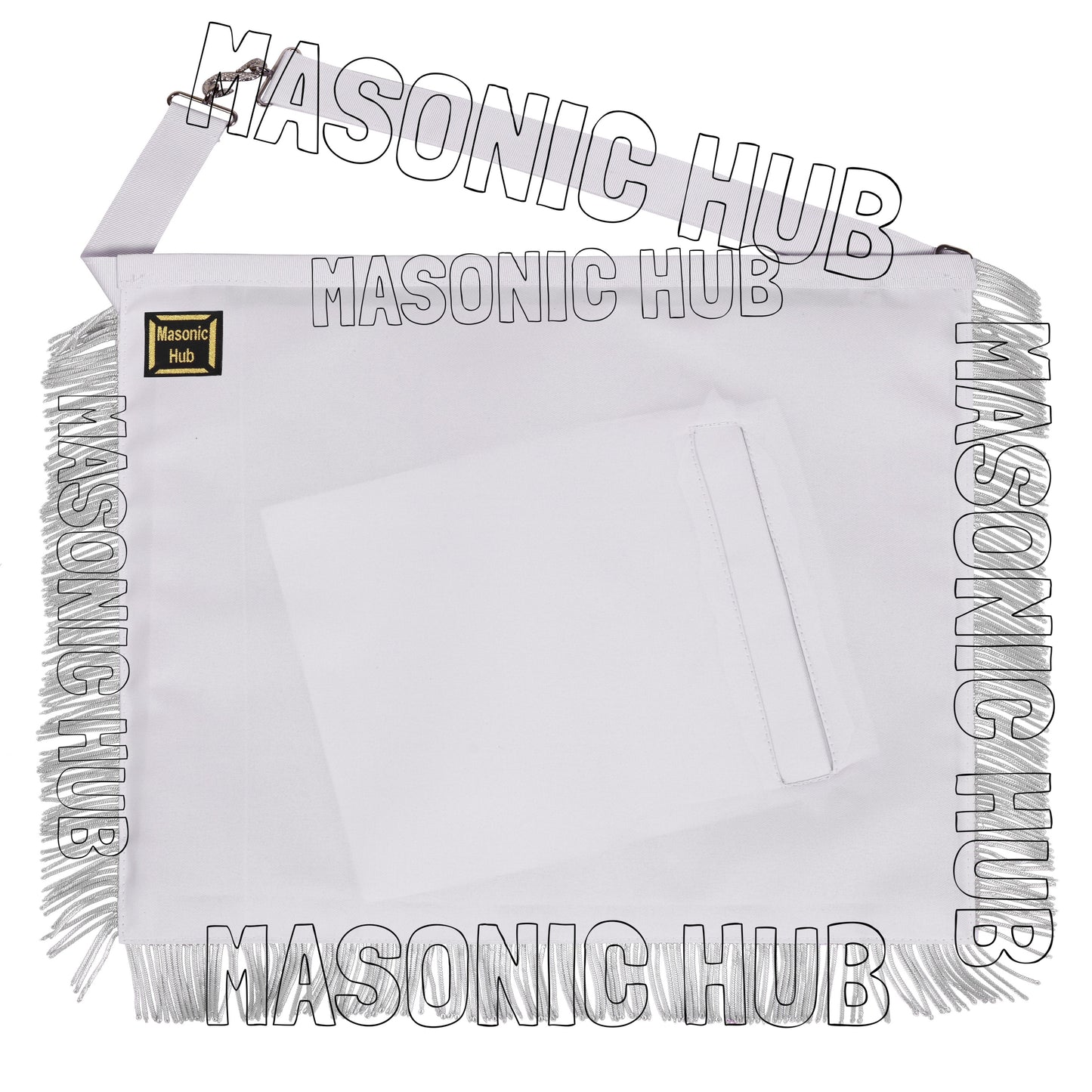 EXQUISITE MASONIC REGALIA MASTER MASON SHEEP APRON – ALL WHITE HAND EMBROIDERED