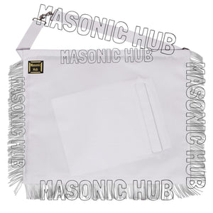 EXQUISITE MASONIC REGALIA MASTER MASON SHEEP APRON – ALL WHITE HAND EMBROIDERED Masonic Hub
