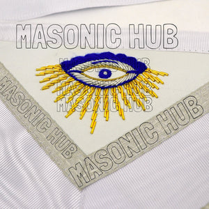 EXQUISITE MASONIC REGALIA MASTER MASON SHEEP APRON – ALL WHITE HAND EMBROIDERED Masonic Hub