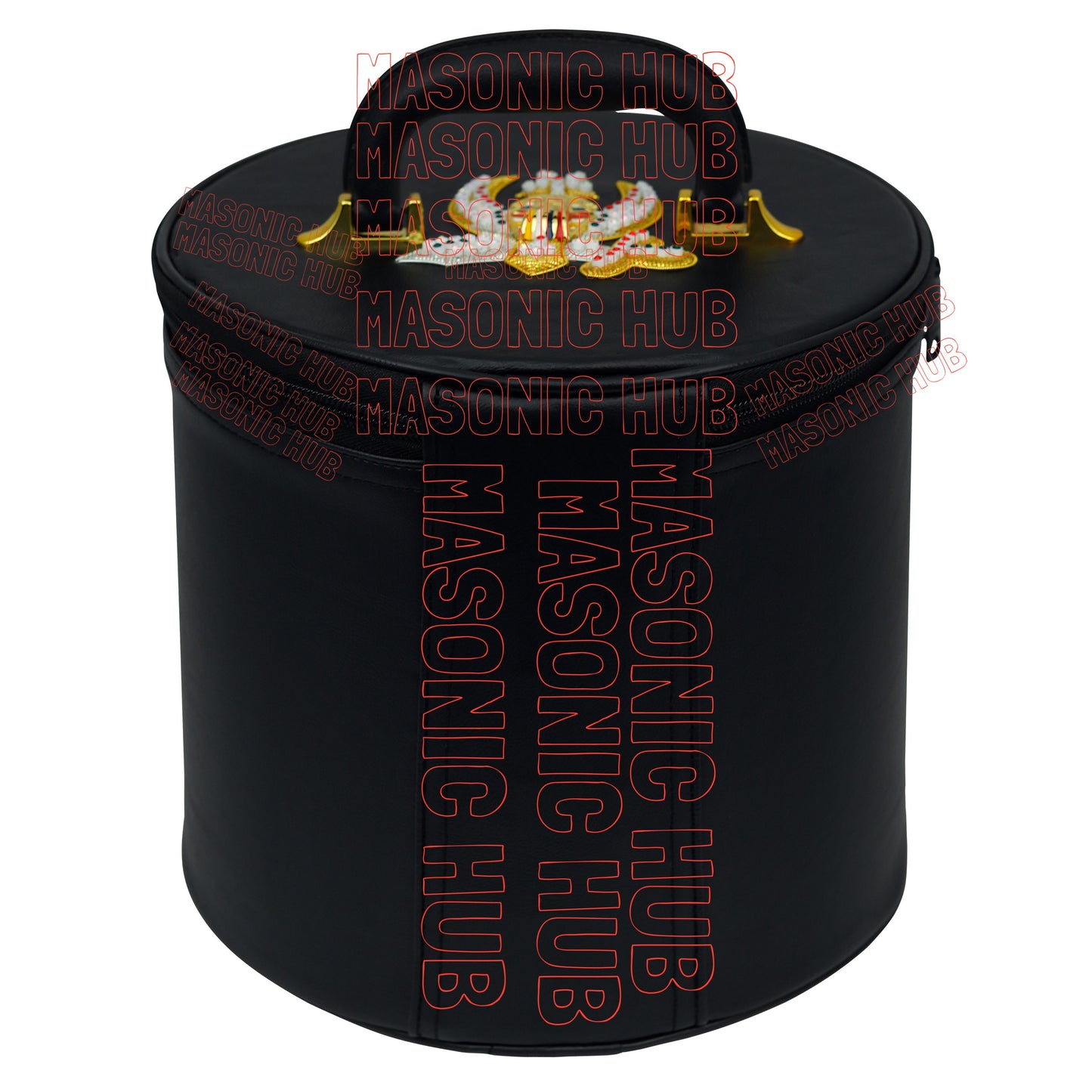 MASONIC SHRINER FEZ CASE – BLACK WITH HAND-EMBROIDERED EMBLEM