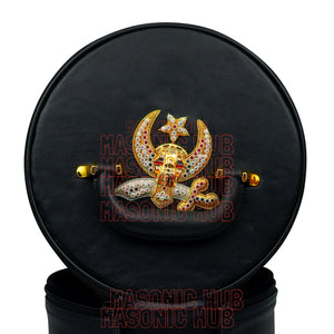 MASONIC SHRINER FEZ CASE – BLACK WITH HAND-EMBROIDERED EMBLEM Masonic Hub