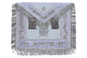 DeMolay Lambskin Apron | Past Master Emblem on Flap | Fully Silver Bullion Embroidery | Masonic Regalia Masonic Hub