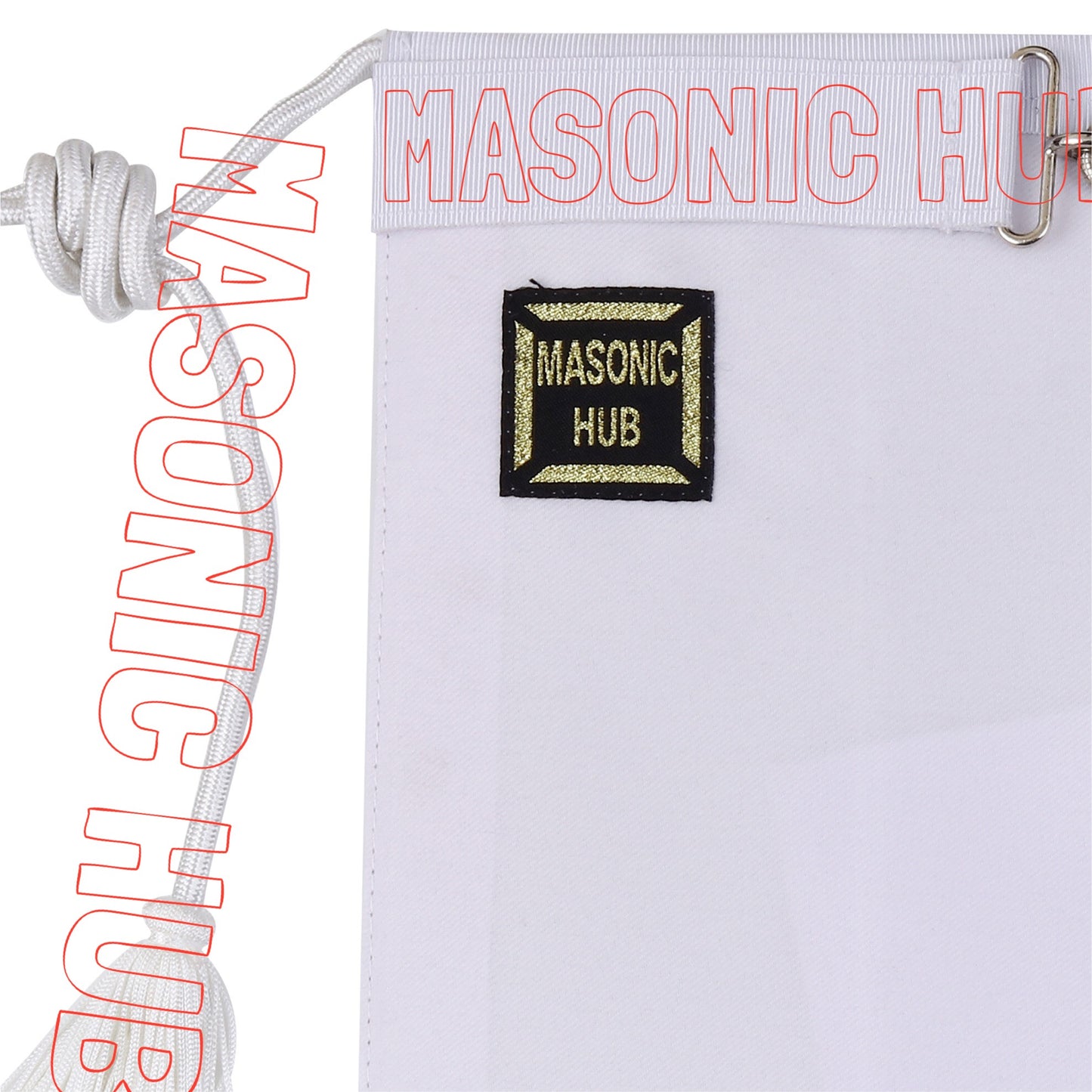 Masonic Hub Candidate / Entered Apprentice Faux Leather Apron with White Tassels