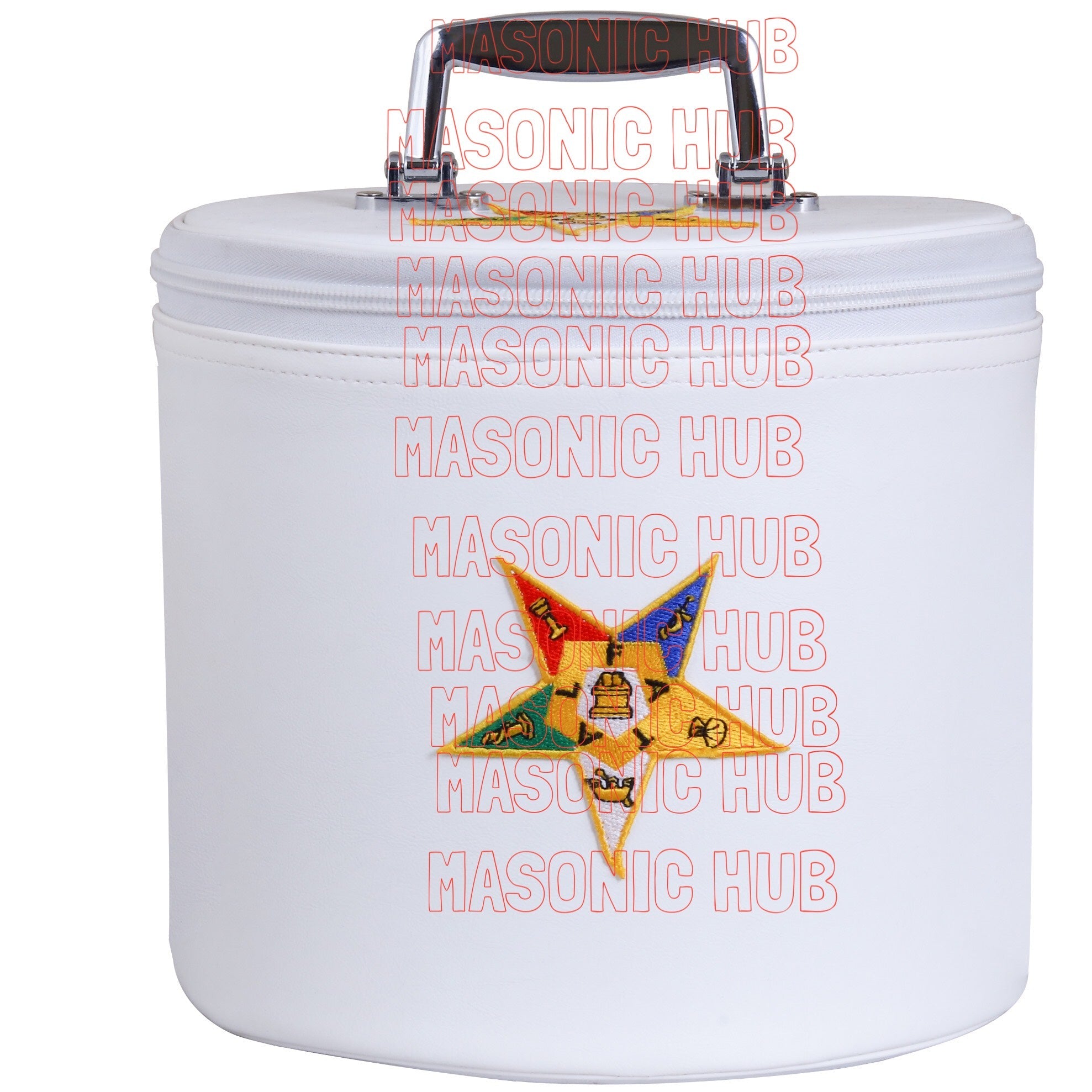 NEW ORDER OF EASTERN STAR FEZ CAP CASE – WHITE WITH EMBLEM Masonic Hub