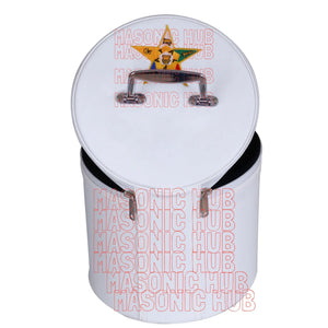 NEW ORDER OF EASTERN STAR FEZ CAP CASE – WHITE WITH EMBLEM Masonic Hub