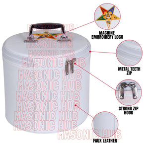 NEW ORDER OF EASTERN STAR FEZ CAP CASE – WHITE WITH EMBLEM Masonic Hub