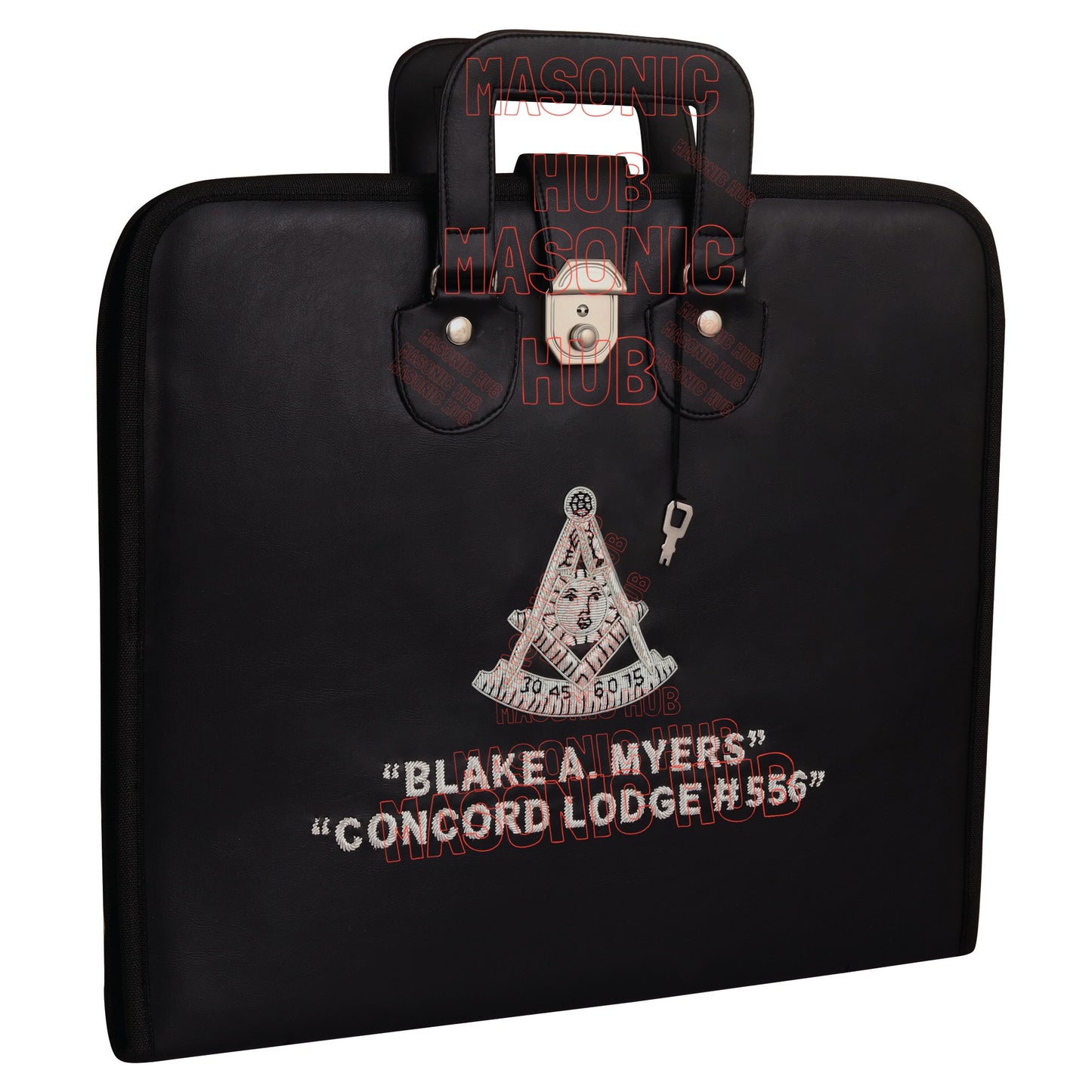Masonic Hand Embroidered Customize Past Master Masonic Apron Case with Handle