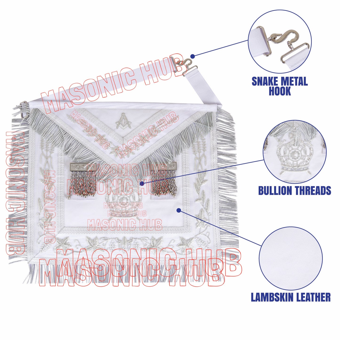 Handcrafted Masonic DeMolay & Master Mason Apron – 100% Lambskin
