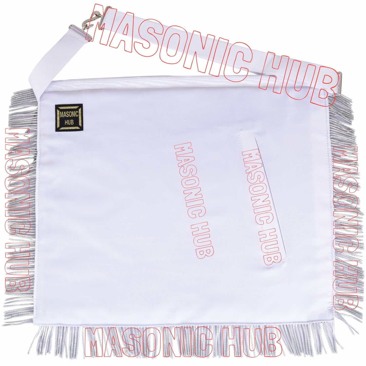 DeMolay Lambskin Apron | Past Master Emblem on Flap | Fully Silver Bullion Embroidery | Masonic Regalia