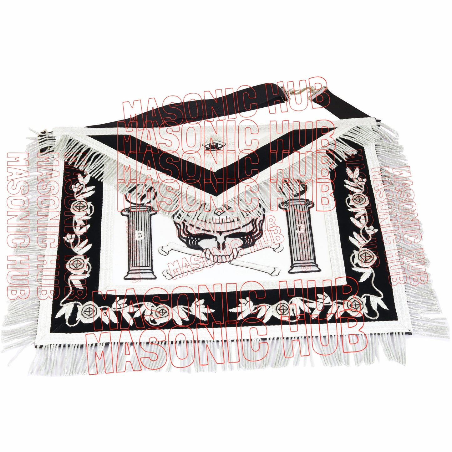 Past Master Skull & Cross Bones 100% Lambskin Masonic Apron - Handcrafted