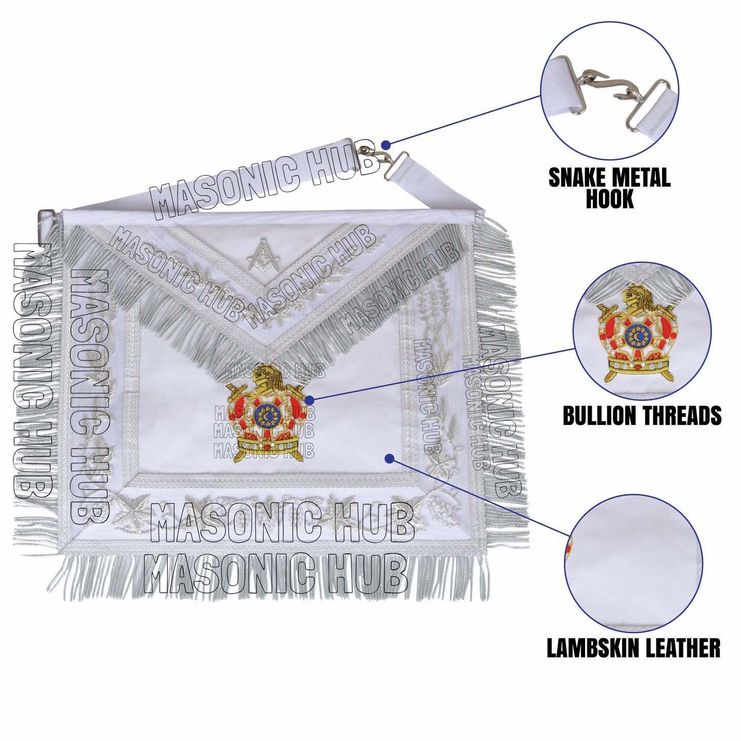 Handcrafted Masonic DeMolay Apron – 100% Lambskin with Master Mason Emblem