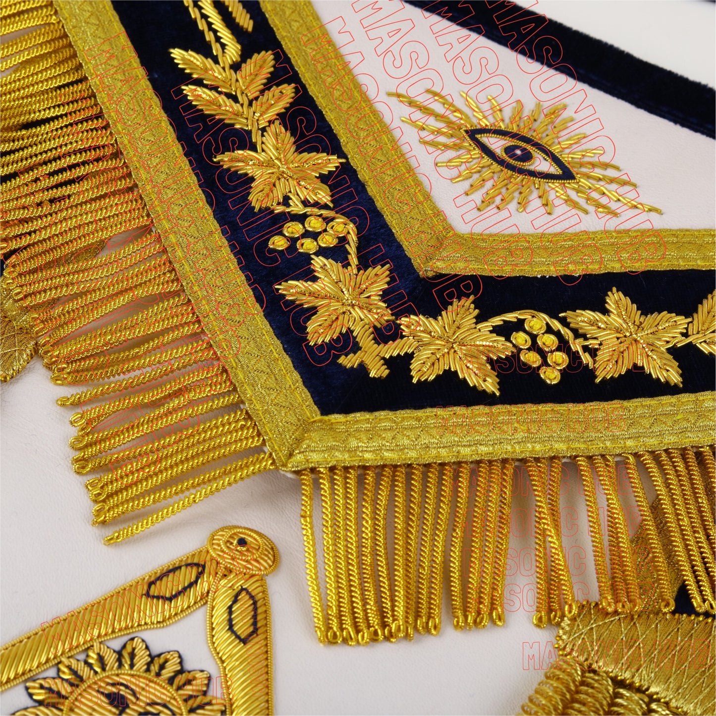 Handmade Masonic Past Master Apron with Compasses & Quadrant - Genuine Lambskin