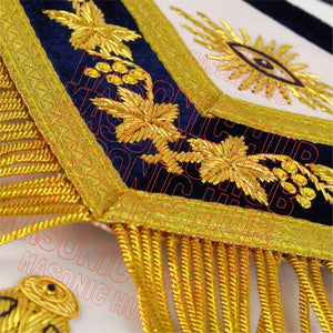Handmade Masonic Past Master Apron with Compasses & Quadrant - Genuine Lambskin Masonic Hub