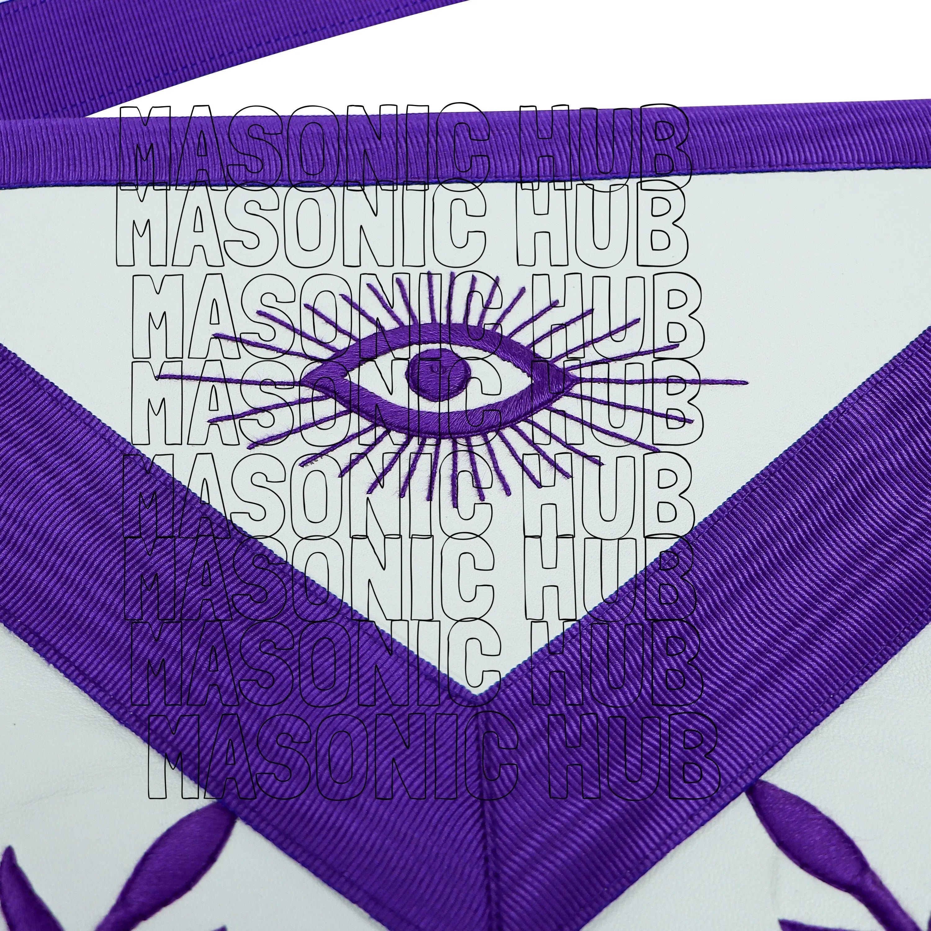 Regal Craftsmanship – Masonic Past Master Lambskin Apron with Elegant Purple Embroidery Masonic Hub