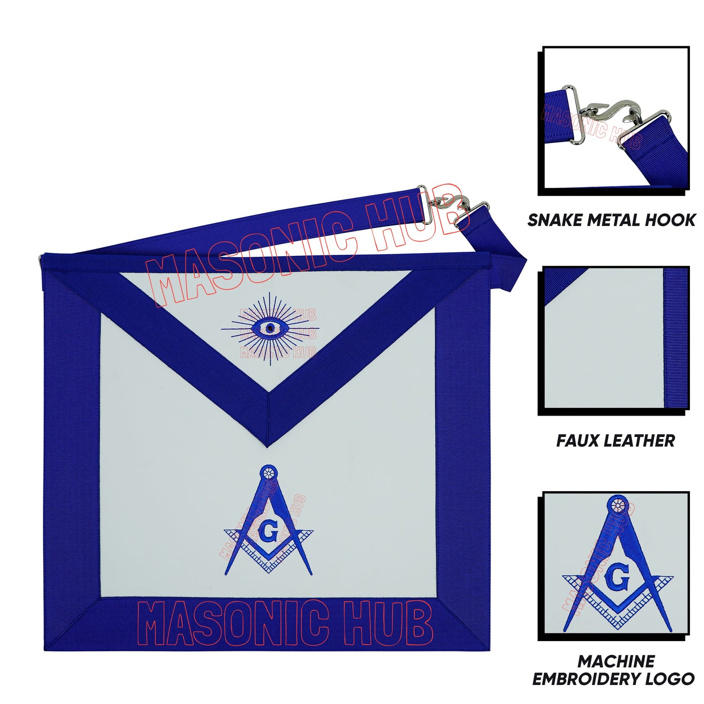 Master Mason Blue Lodge Machine Embroidered Apron – Compass & Square Design