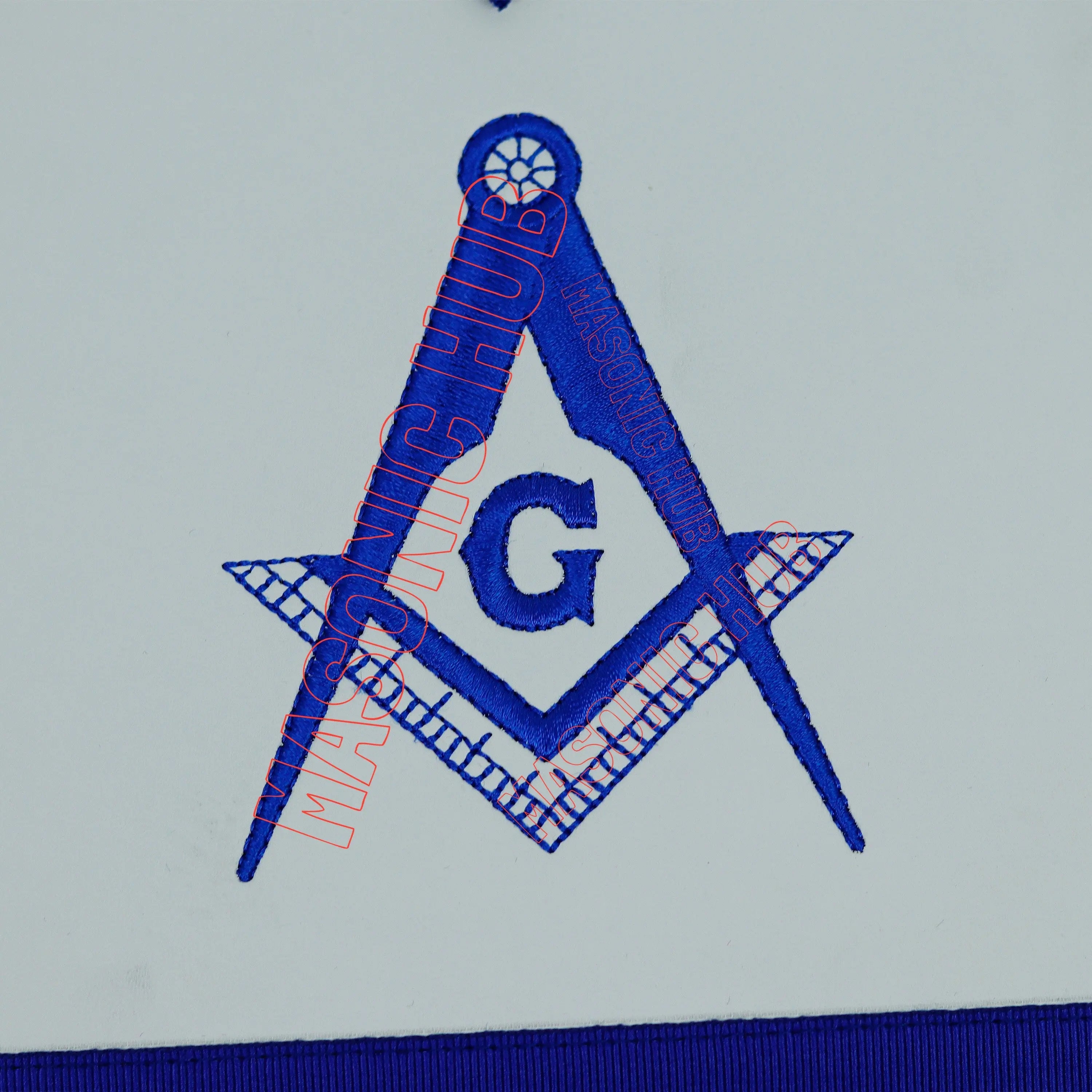 Master Mason Blue Lodge Machine Embroidered Apron – Compass & Square Design Masonic Hub