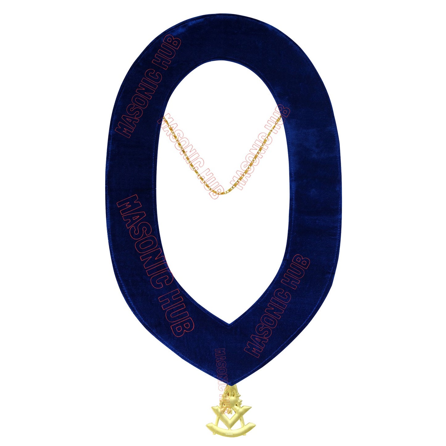 Masonic Past Master Metal Chain Collar Blue Backing + Free Jewel