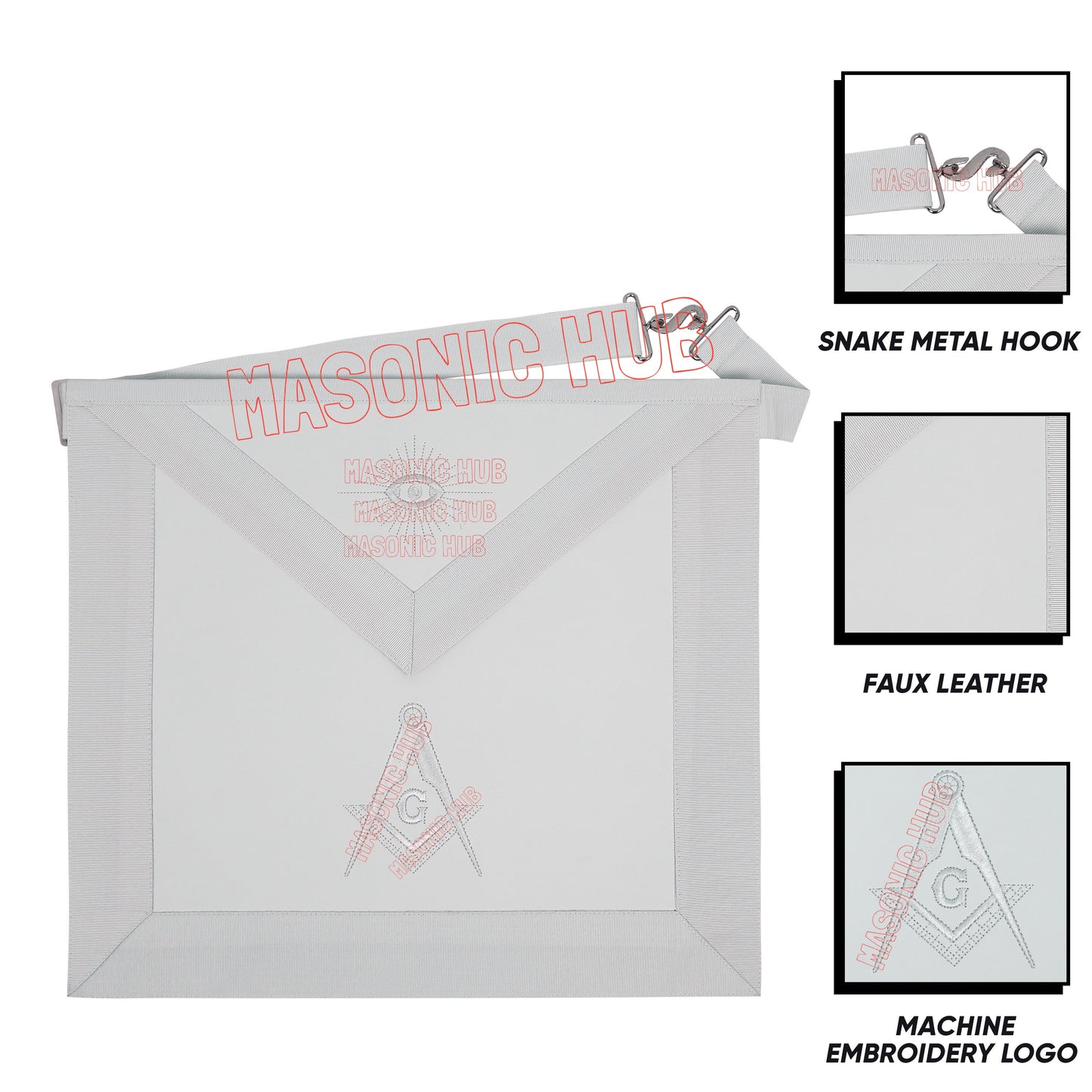 Master Mason Blue Lodge Apron – Machine Embroidered with Compass & Square