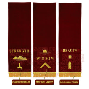 Handcrafted Maroon Velvet Masonic Blue Lodge Pedestal Covers – Set of Three Masonic Hub