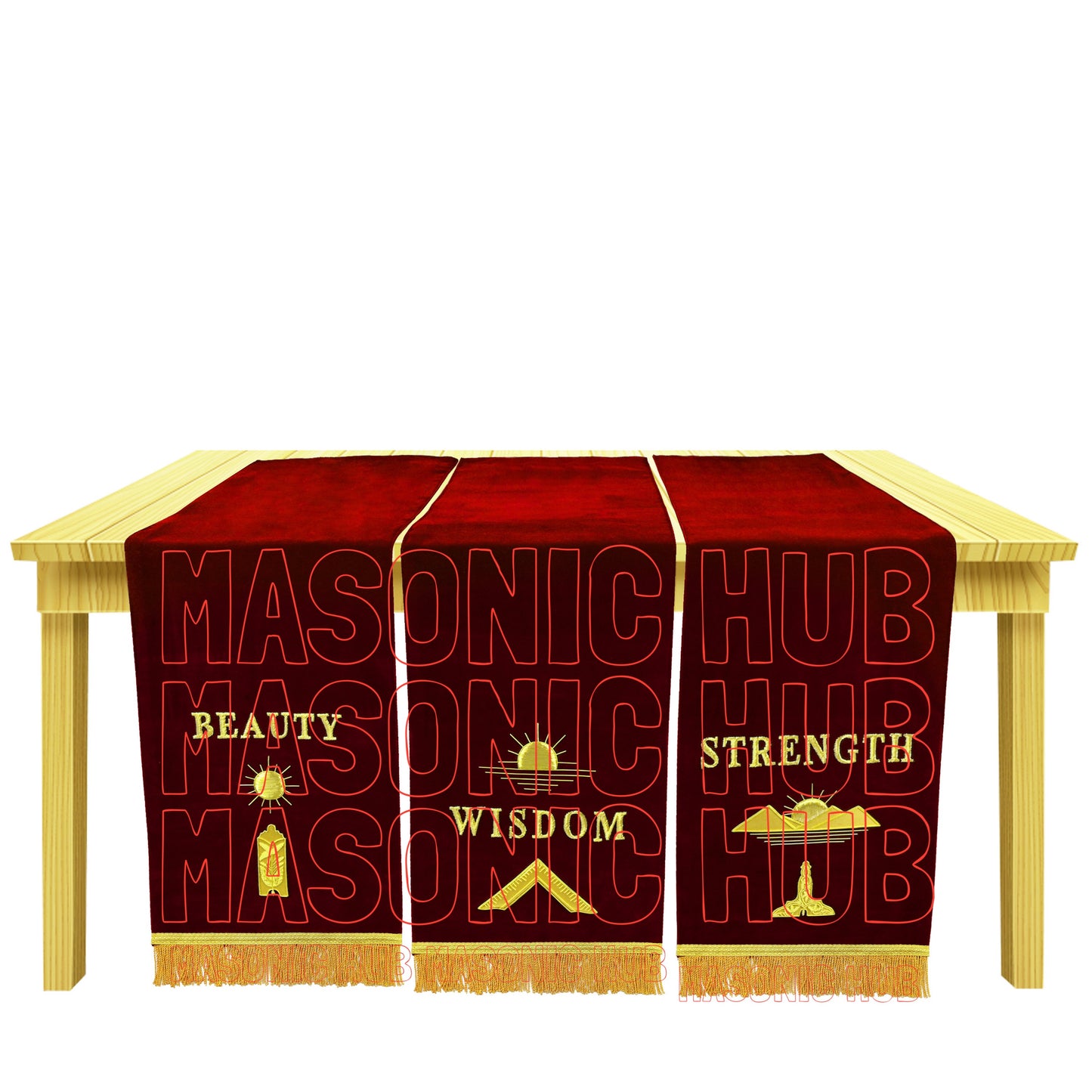 Handcrafted Maroon Velvet Masonic Blue Lodge Pedestal Covers – Set of Three