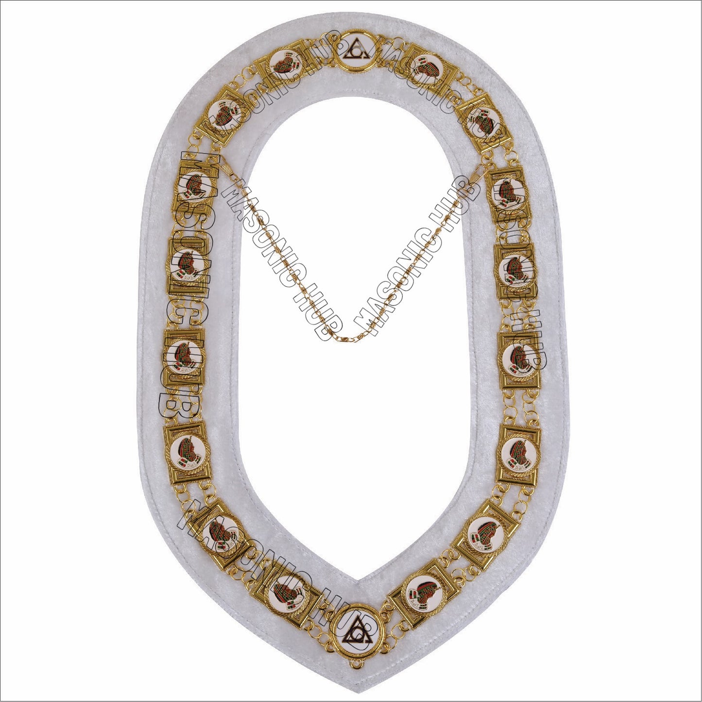 Daughter of Isis Masonic Regalia Gold Metal Chain Collar with Colorful DOI Discs