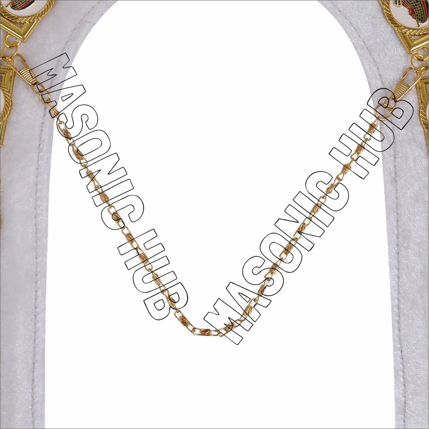 Daughter of Isis Masonic Regalia Gold Metal Chain Collar with Colorful DOI Discs