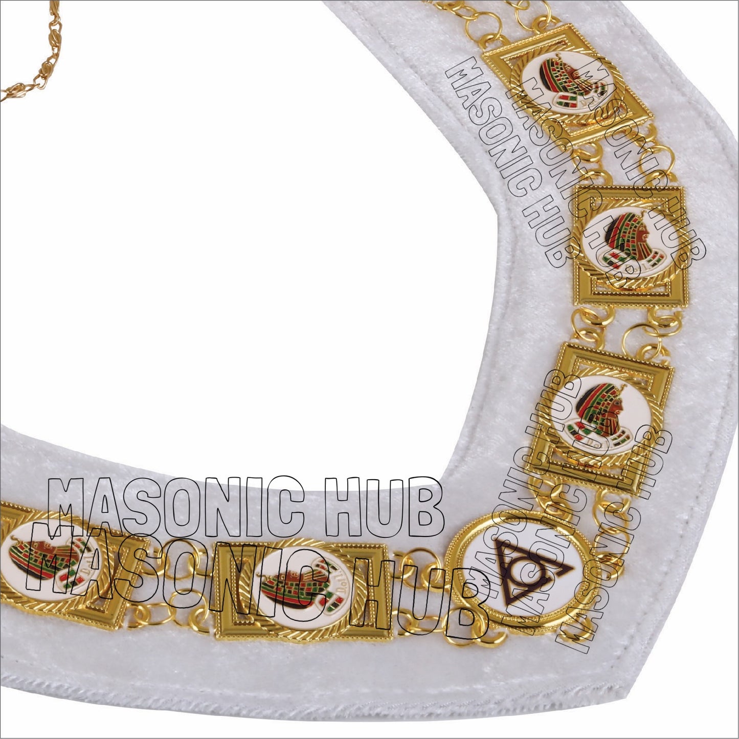 Daughter of Isis Masonic Regalia Gold Metal Chain Collar with Colorful DOI Discs