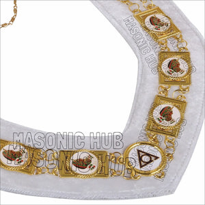 Daughter of Isis Masonic Regalia Gold Metal Chain Collar with Colorful DOI Discs Masonic Hub