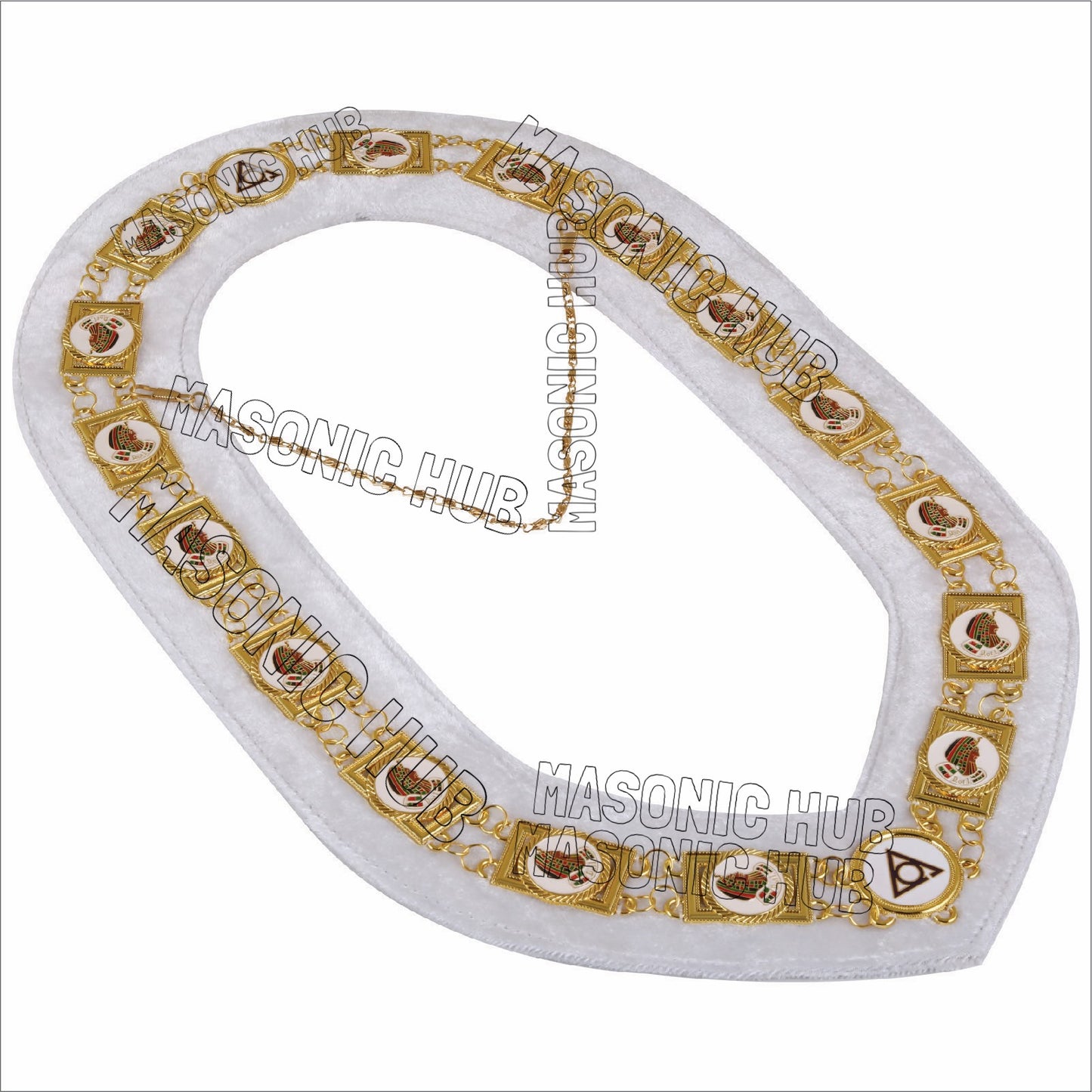 Daughter of Isis Masonic Regalia Gold Metal Chain Collar with Colorful DOI Discs