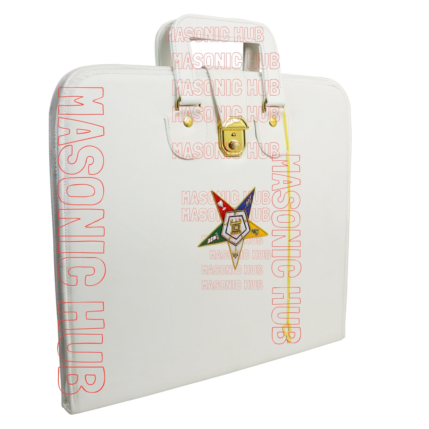 Handmade OES Masonic Apron Set – Eastern Star Apron with G Compass & Square, Chain Collar, Gloves, , and Apron Case