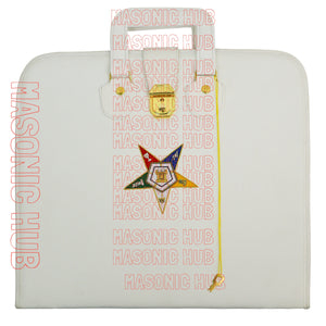 Handmade OES Masonic Apron Set – Eastern Star Apron with G Compass & Square, Chain Collar, Gloves, , and Apron Case Masonic Hub