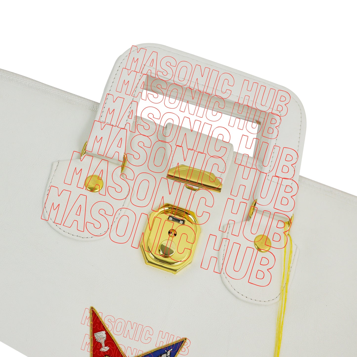 Handmade OES Masonic Apron Set – Eastern Star Apron with G Compass & Square, Chain Collar, Gloves, , and Apron Case