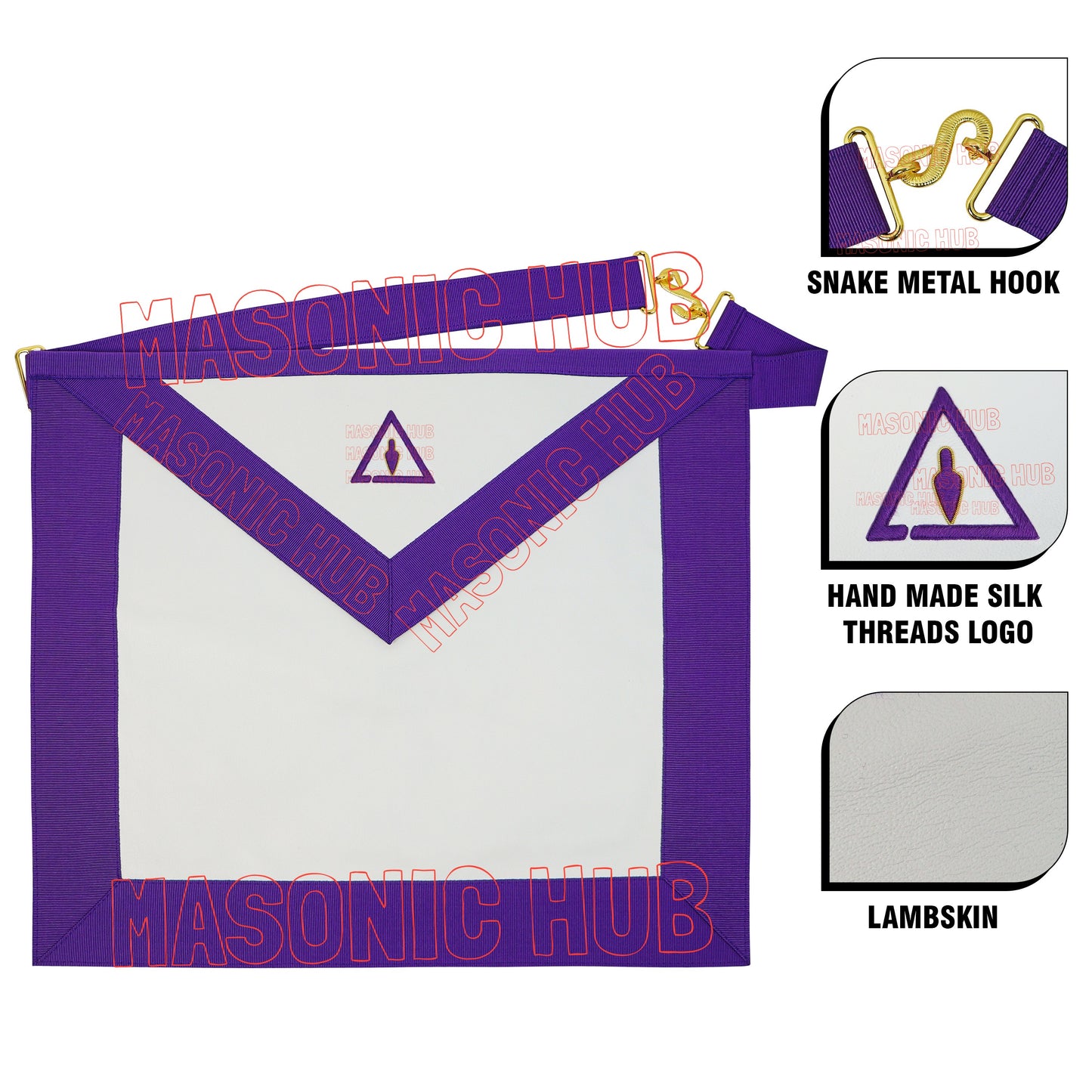 Cryptic Mason Left Break Masonic Lodge Lambskin Apron Royal & Select Trowel