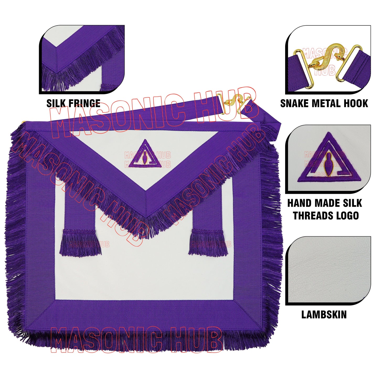 Hand-Embroidered Masonic Royal & Select Master (RSM) Council Member Apron