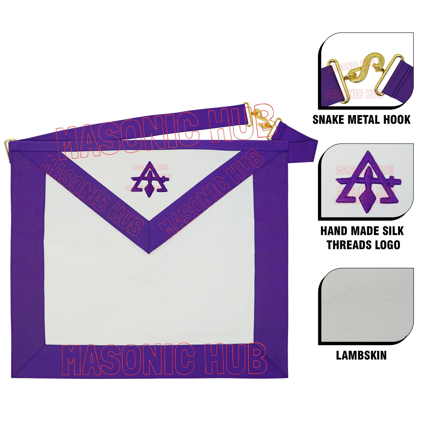 York Rite Council Member Lambskin Apron – Royal & Select Master (RSM) Emblem