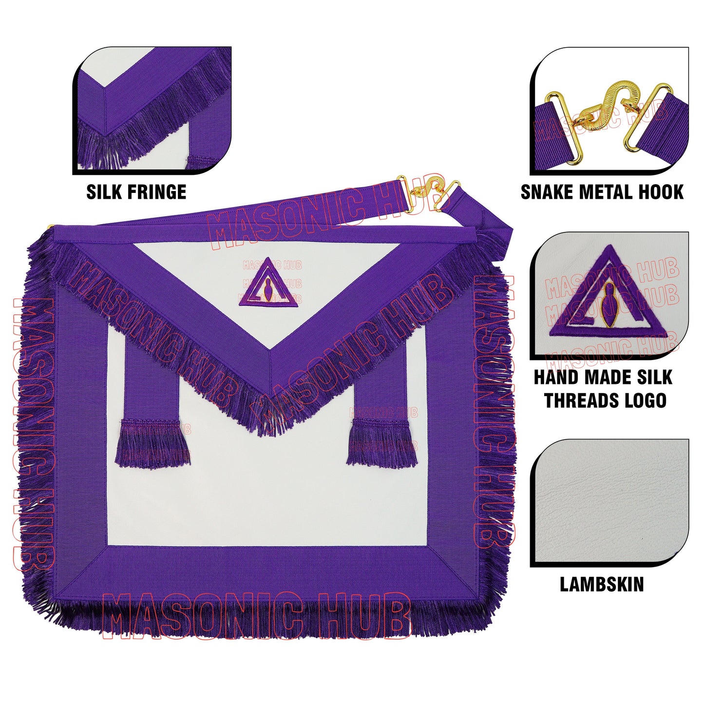 Handcrafted Masonic Council Member Lambskin Apron - Royal & Select Master (RSM)