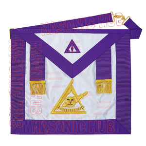 Past Thrice Illustrious Master Apron – Hand-Embroidered with PTIM Emblem (Satin) Masonic Hub
