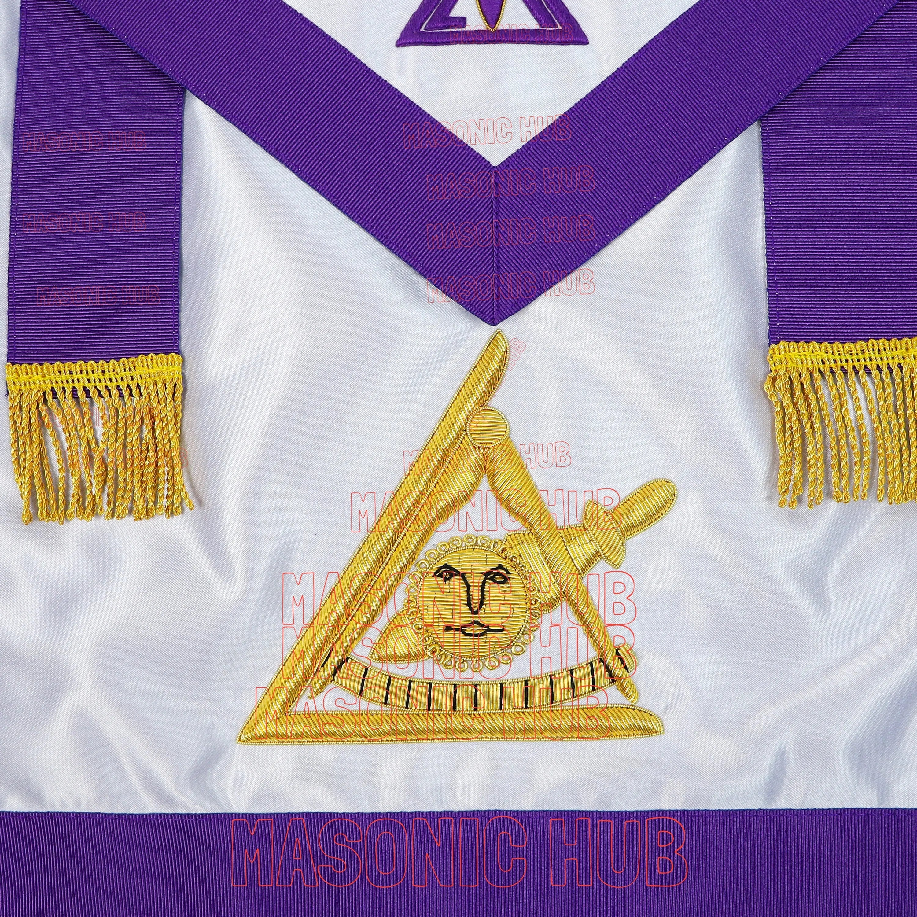 Past Thrice Illustrious Master Apron – Hand-Embroidered with PTIM Emblem (Satin) Masonic Hub