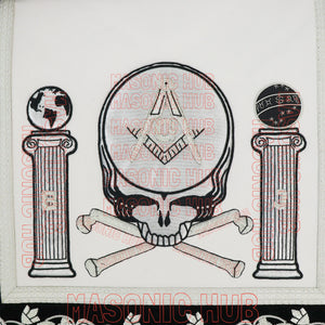 MASONIC HUB Master Mason Skull & Cross Bones 100% Lambskin Masonic Apron - Handcrafted Masonic Hub
