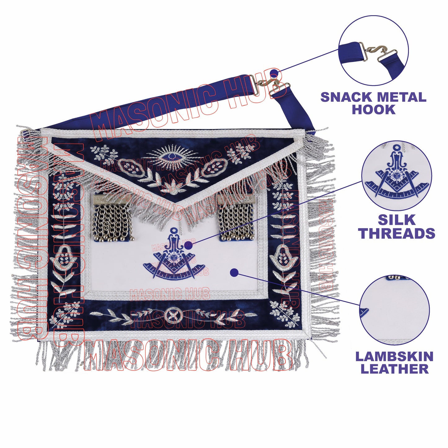 Exquisite Handcrafted Masonic Past Master Lambskin Apron – 100% Handmade Elegance
