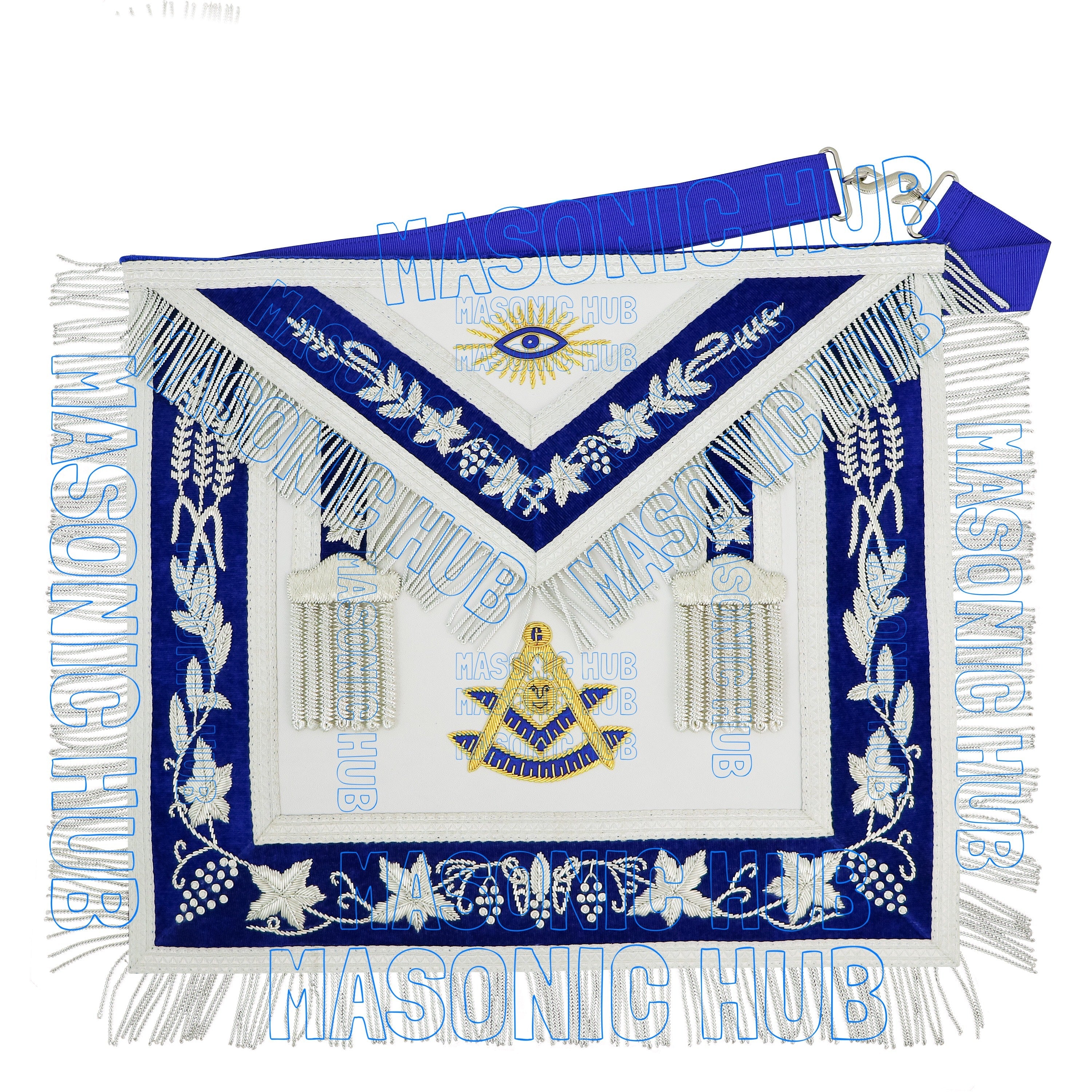 Premium Masonic Past Master Apron – 100% Lambskin with Chain Collar & Free Jewel Masonic Hub
