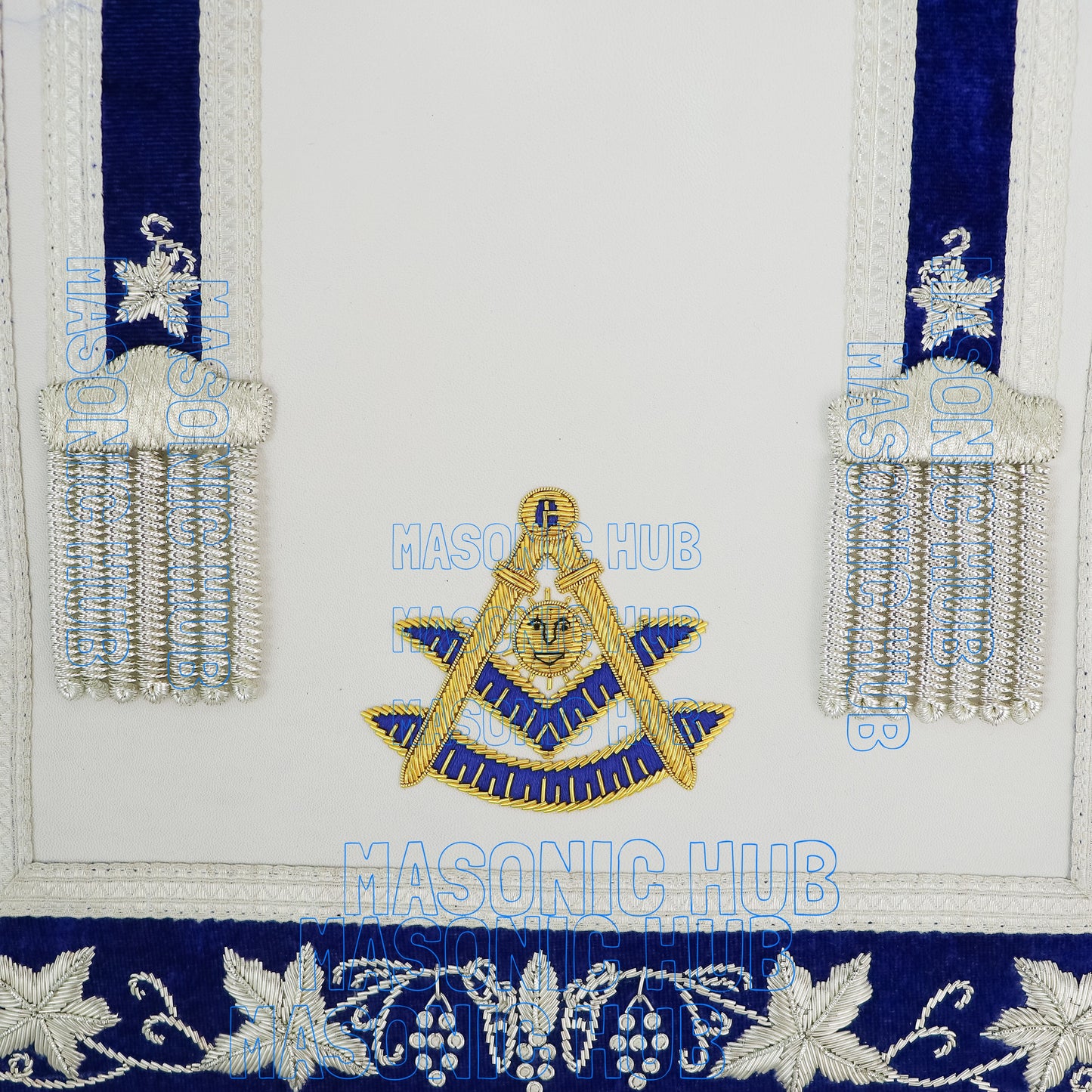 Premium Masonic Past Master Apron – 100% Lambskin with Chain Collar & Free Jewel