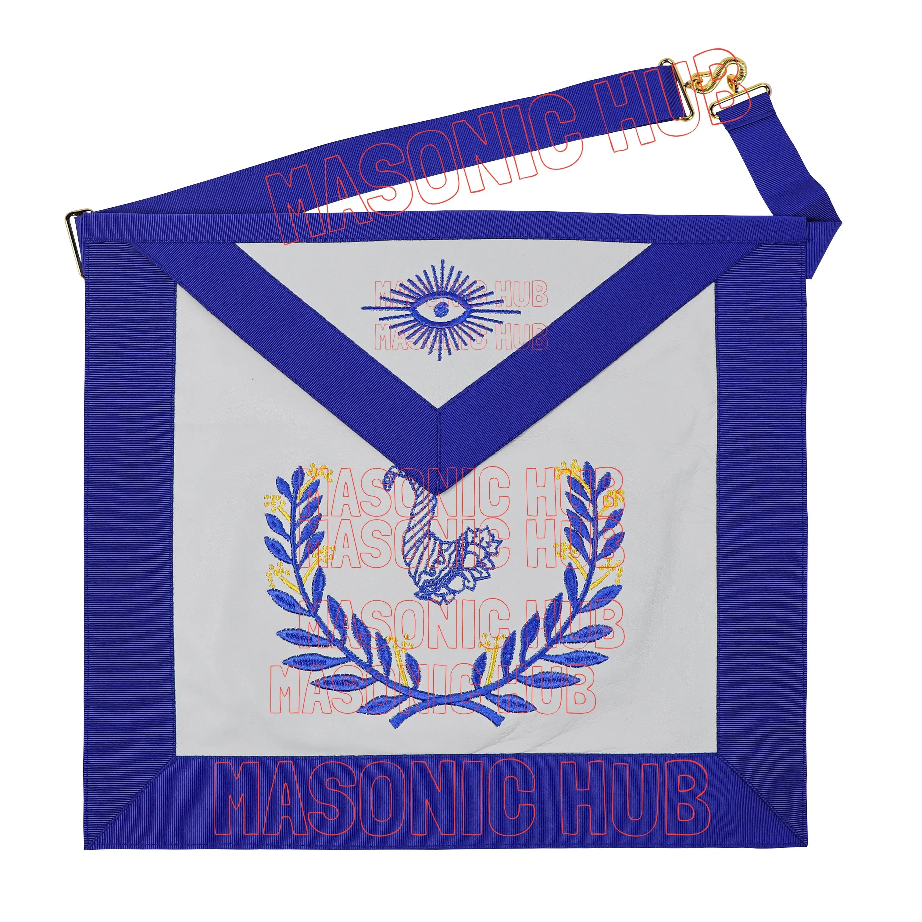Masonic Regalia Blue Lodge Jr. Steward Apron & Chain Collar with Jewel Masonic Hub